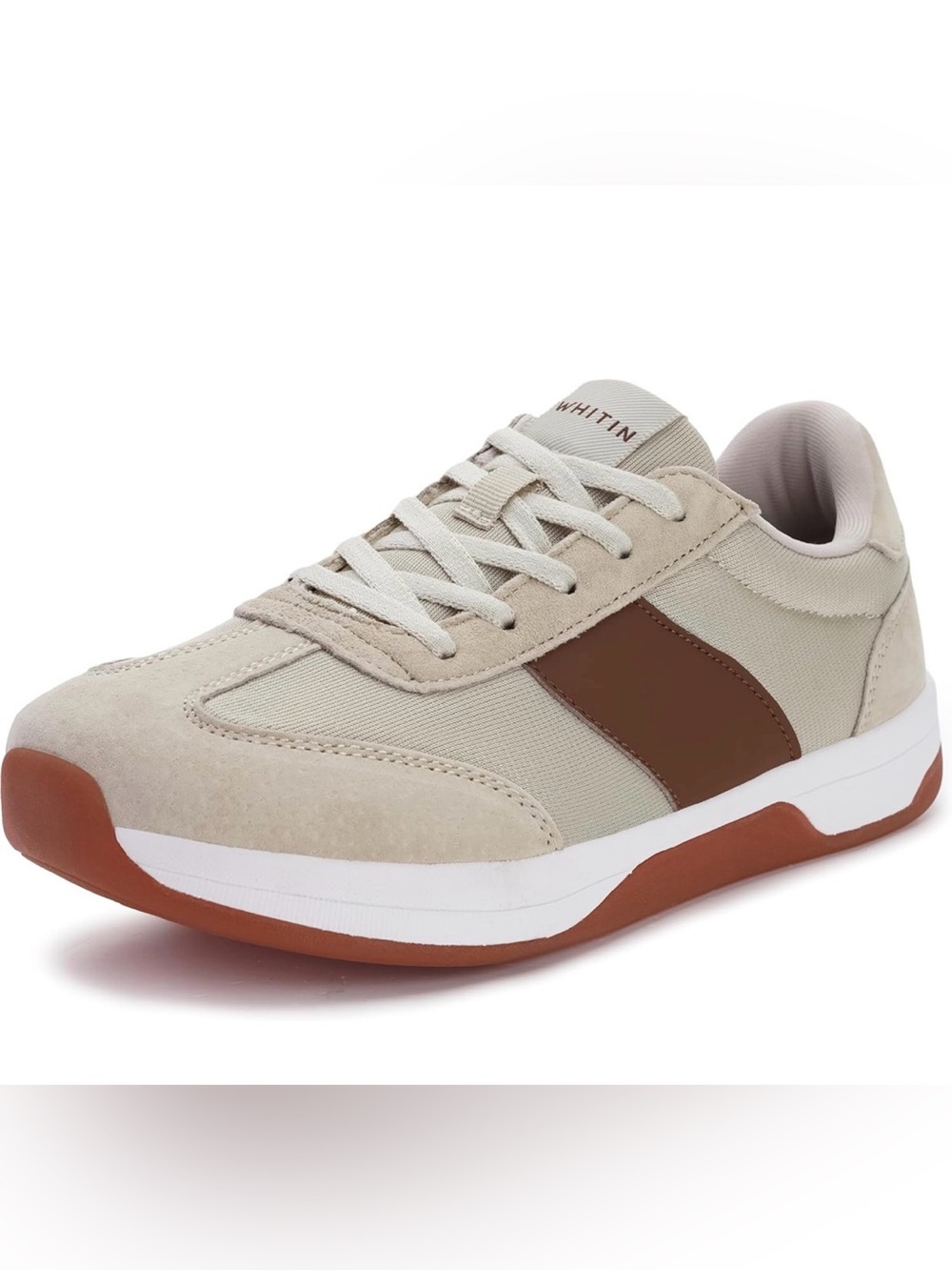 WHITIN Women’s Beige and Brown Casual Sneaker Wide Toe Box 8W